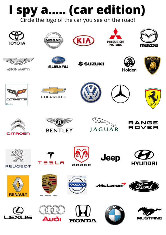 I SPY CAR CHECKLIST